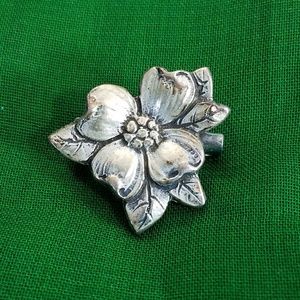 Vintage Floral Silvertone Brooch Pin
